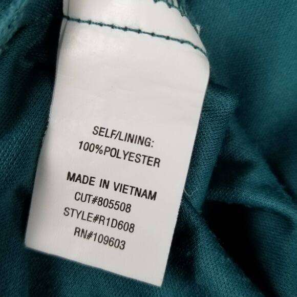 Chris McLaughlin Teal Rust Green Boho Vintage Overlay Maxi Dress Pleated Size 4 - Picture 6 of 6